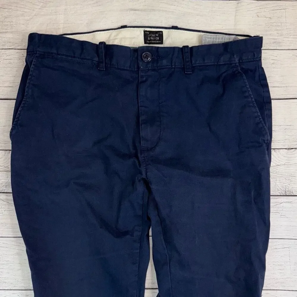 J. Crew Men's Size 33 x 32 Style 250 Skinny Chino Pants Navy Blue Stretch